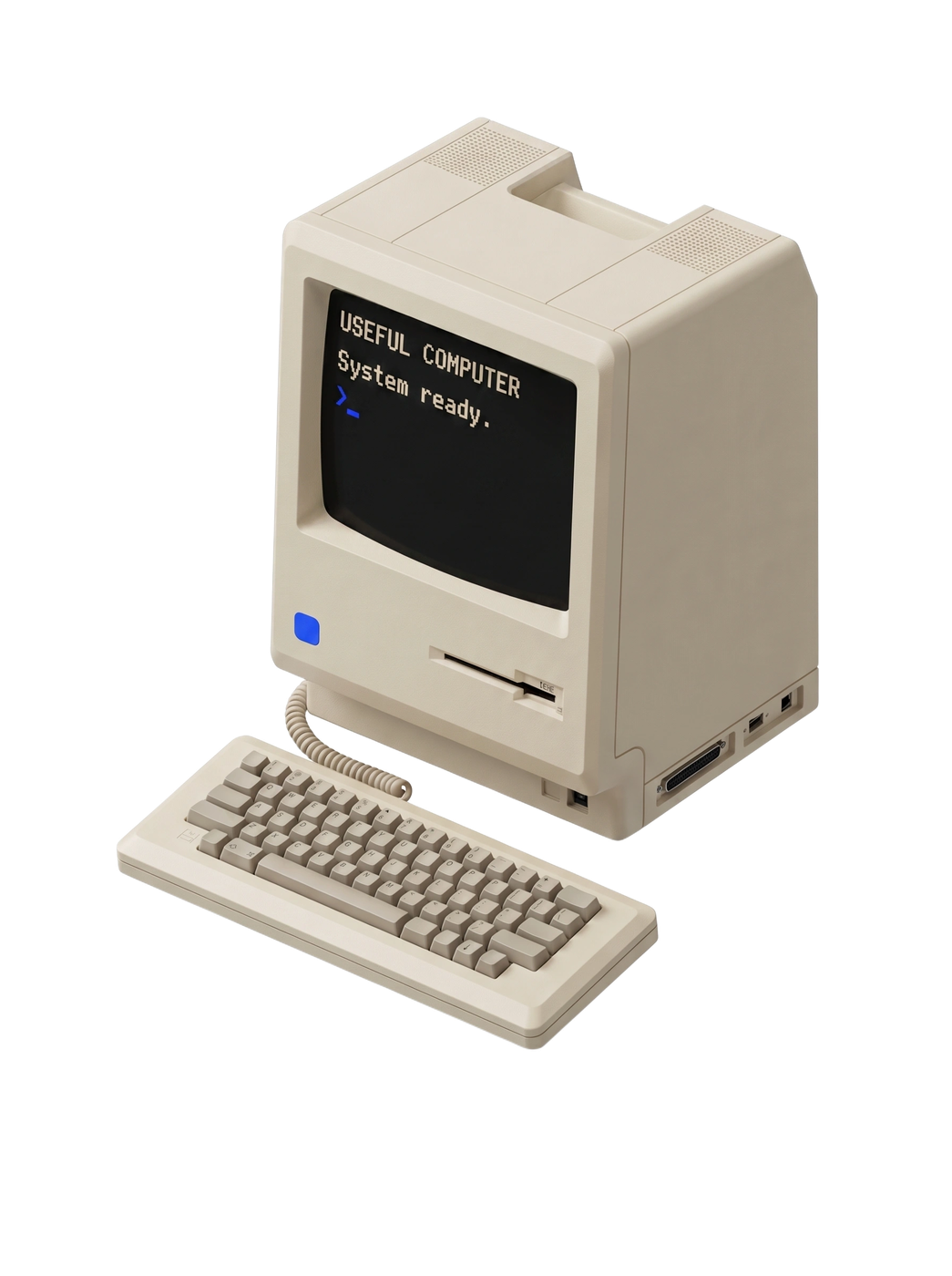 A classic computer running the studio terminal